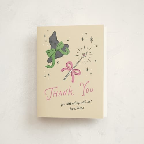 This is a butter kids thank you cards with standard by Pixel and Hank called spellbound printing on strathmore in standard
