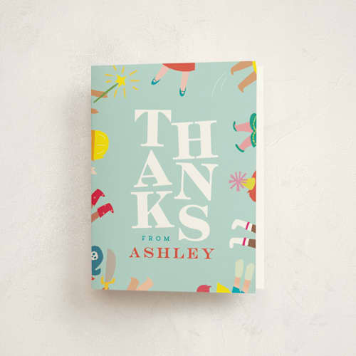 This is a sky kids thank you cards with standard by lori jacobs wemple called bounce printing on strathmore in standard