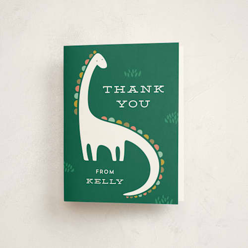 This is a palm kids thank you cards with standard by Laura Hankins called dinotastic printing on strathmore in standard