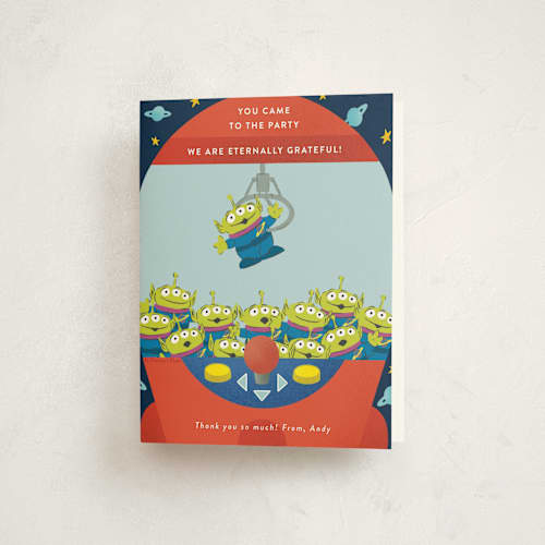 This is a star alliance kids thank you cards with standard by Jackie Crawford called disney and pixar's toy story birthday claw printing on strathmore in standard