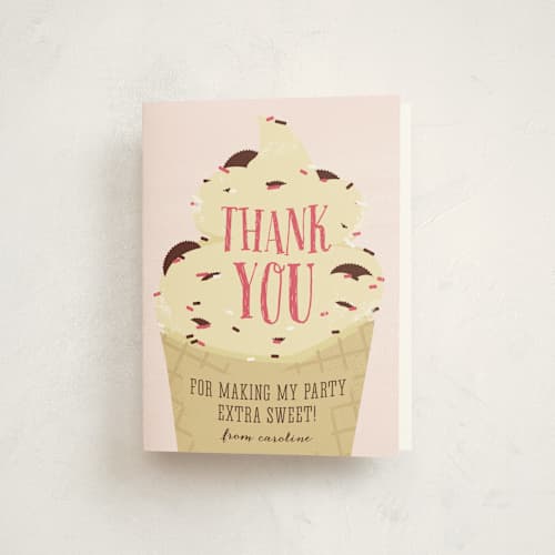 This is a peanut buttter kids thank you cards with standard by Christina Novak called scream for ice cream printing on strathmore in standard