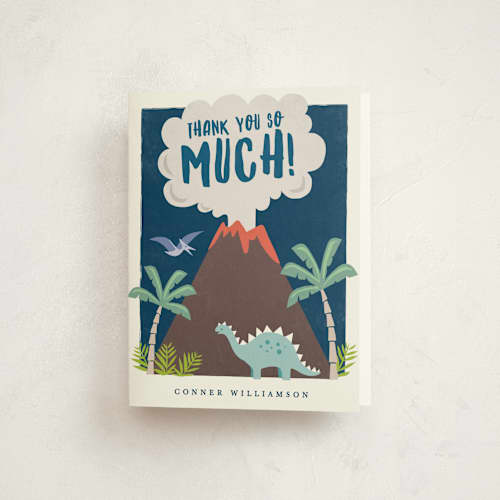 This is a atlantic kids thank you cards with standard by Karidy Walker called volcano blast printing on strathmore in standard