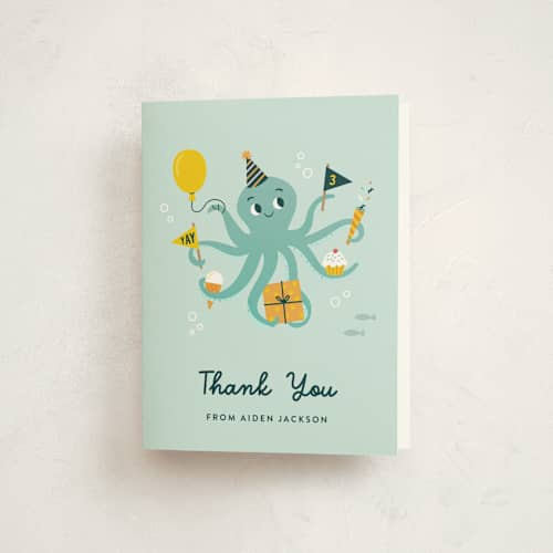 This is a sea kids thank you cards with standard by Annie Holmquist called underwater fun printing on strathmore in standard