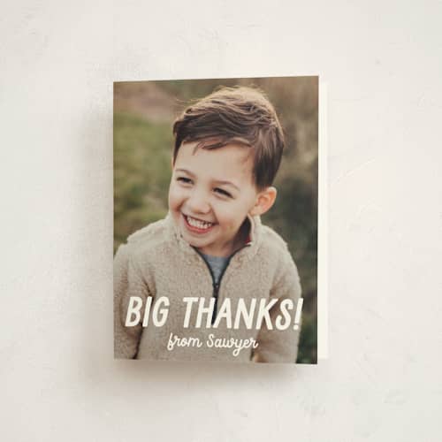 This is a racing red kids thank you cards with standard by Jessie Steury called two fast printing on strathmore in standard