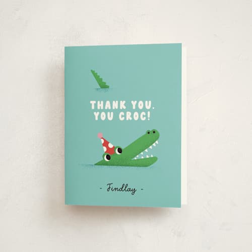 This is a fruit punch kids thank you cards with standard by mo kelley called pool party printing on strathmore in standard