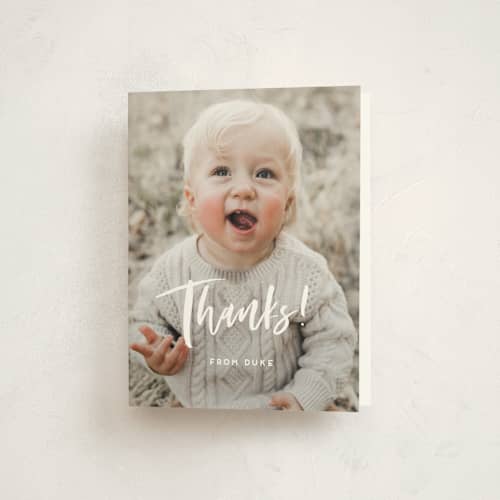 This is a sugar kids thank you cards with standard by Christie Garcia called hats off printing on strathmore in standard