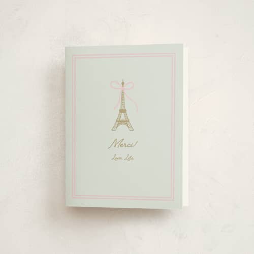 This is a menthe kids thank you cards with standard by mo kelley called ooh la la printing on strathmore in standard