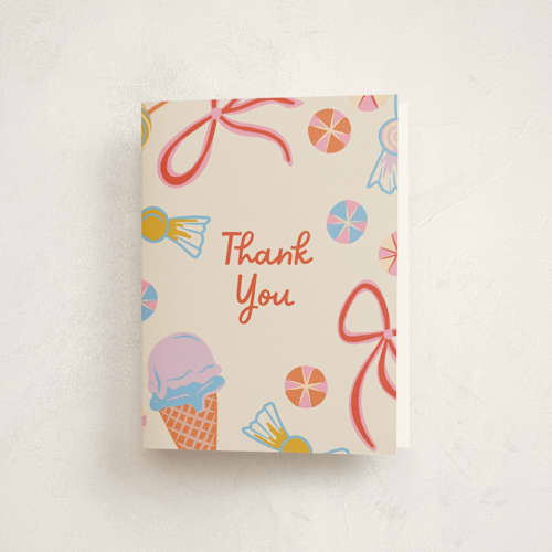 This is a cookie kids thank you cards with standard by Lissabeth Anglin called super sweet printing on strathmore in standard