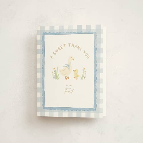 This is a sky kids thank you cards with standard by Creo Study called vintage goose printing on strathmore in standard