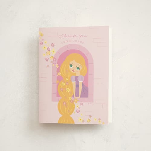 This is a strawberry kids thank you cards with standard by Angela Thompson called disney's rapunzel tower printing on strathmore in standard