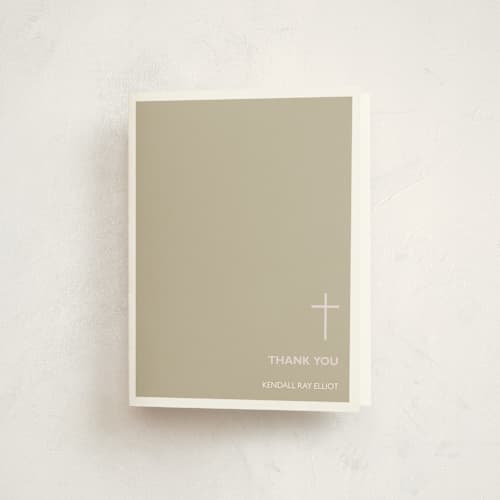 This is a leather kids thank you cards with standard by Marabou Design called bisect printing on strathmore in standard