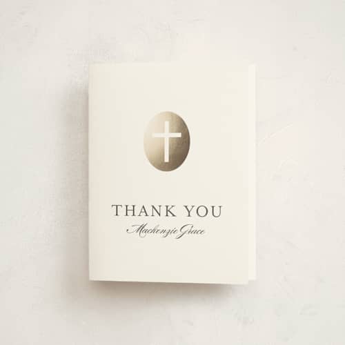 This is a cloud kids thank you cards with standard by Annie Holmquist called medallion cross printing on strathmore in standard