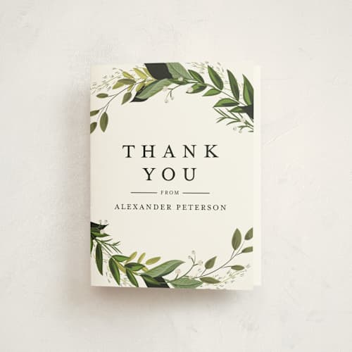 This is a fern kids thank you cards with standard by Susan Moyal called vines of green printing on strathmore in standard