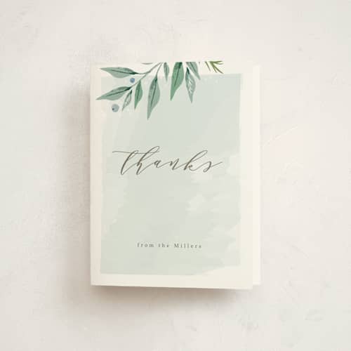 This is a sea breeze kids thank you cards with standard by Karidy Walker called soft branches printing on strathmore in standard
