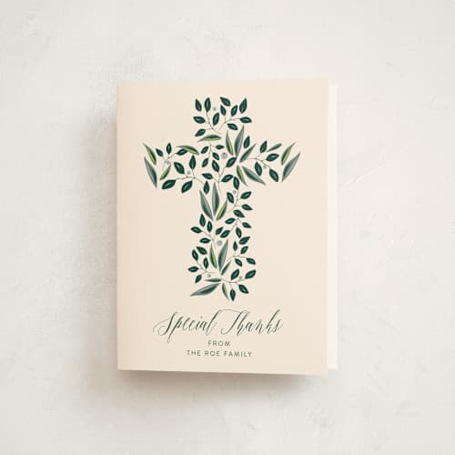 This is a cream kids thank you cards with standard by Haley Warner called eden printing on strathmore in standard
