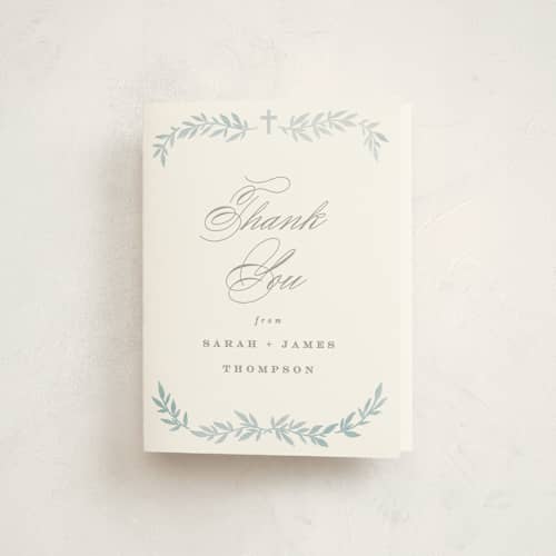 This is a mist kids thank you cards with standard by Everett Paper Goods called simple foliage printing on strathmore in standard