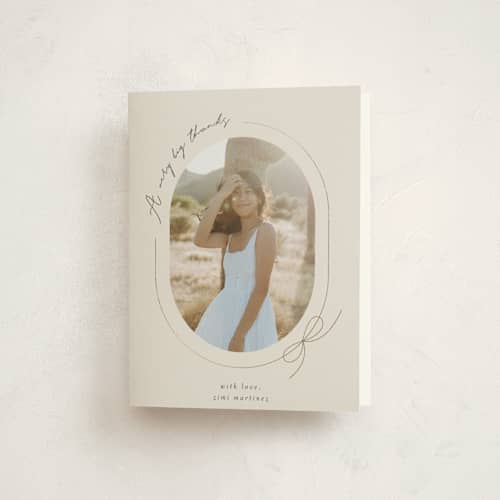 This is a latte graduation thank you cards with foil pressed by Blustery August called etna printing on strathmore in standard
