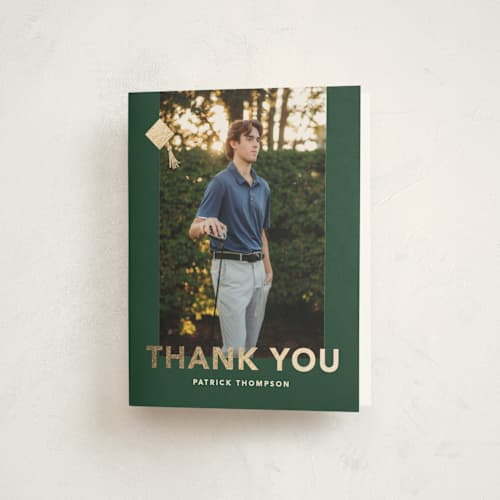 This is a forest graduation thank you cards with foil pressed by Creo Study called bold class printing on strathmore in standard