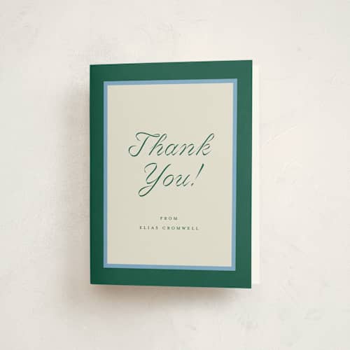 This is a forest graduation thank you cards with standard by Pati Cascino called duo colors printing on strathmore in standard