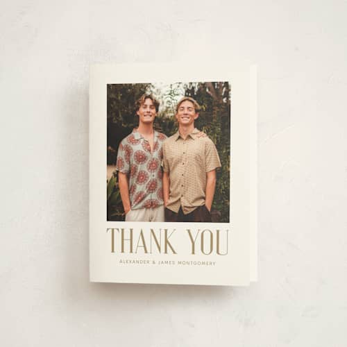 This is a parchment graduation thank you cards with standard by Paola Benenati called the grads printing on strathmore in standard