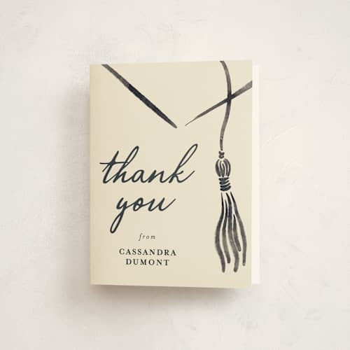 This is a ink graduation thank you cards with standard by Jamie Alexander called inked printing on strathmore in standard