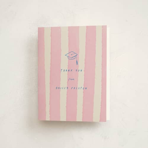 This is a cherry blossom graduation thank you cards with standard by Jessica Yeo called daydreams and doodles printing on strathmore in standard