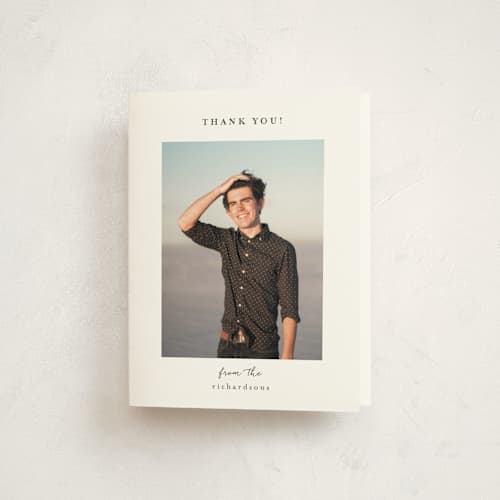 This is a snow graduation thank you cards with standard by Deynaaz Daraei called patchwork printing on strathmore in standard