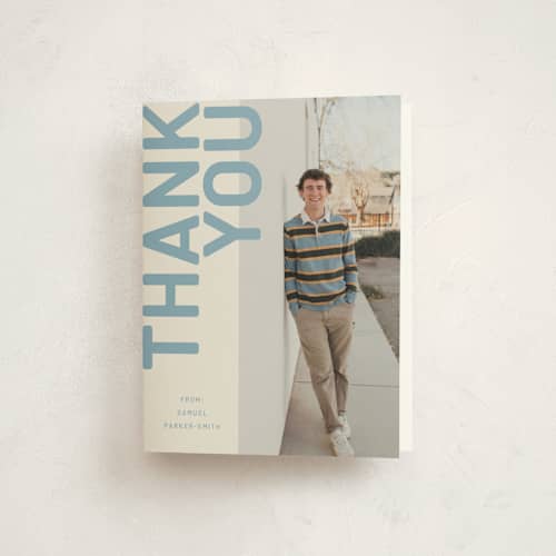 This is a lake graduation thank you cards with standard by Kelly Watkins called modern year printing on strathmore in standard