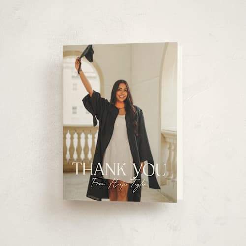 This is a moon graduation thank you cards with standard by Olivia Williams called best year printing on strathmore in standard