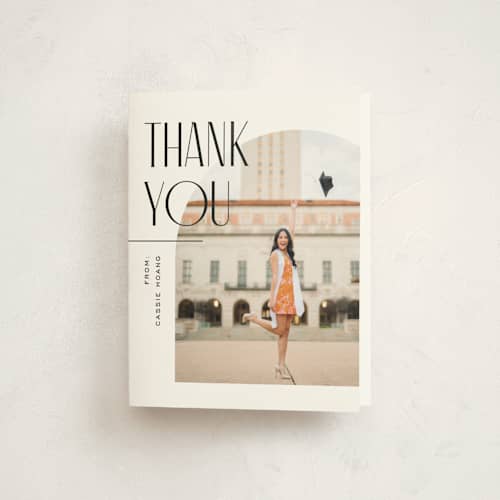 This is a snow graduation thank you cards with standard by Pixel and Hank called geo duo printing on strathmore in standard