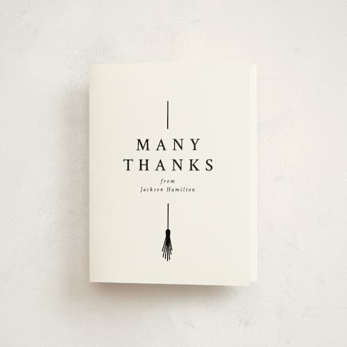 This is a onyx graduation thank you cards with standard by Amy Payne called tassel line printing on strathmore in standard