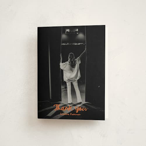 This is a mango graduation thank you cards with standard by Gwen Bedat called the edge printing on strathmore in standard