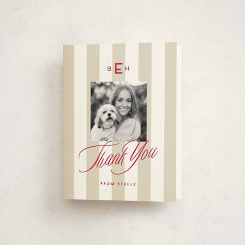 This is a parchment graduation thank you cards with standard by Susan Zinader called bexley printing on strathmore in standard