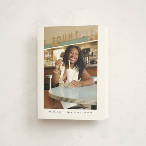 This is a silk graduation thank you cards with standard by Adelyn T. called subtle printing on strathmore in standard