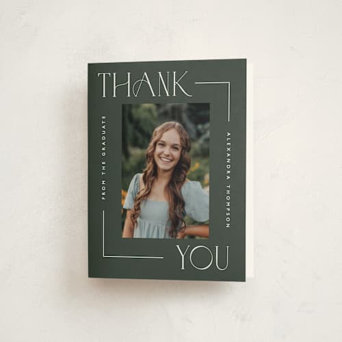 This is a ivy graduation thank you cards with standard by Kelly Schmidt called numbered printing on strathmore in standard