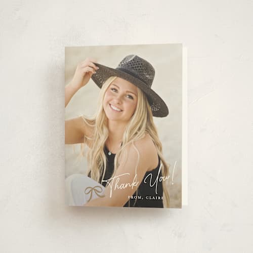 This is a noir graduation thank you cards with standard by Paper Raven Co. called sweet grad cap printing on strathmore in standard