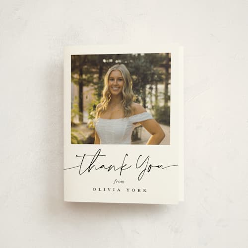 This is a snow graduation thank you cards with standard by Sarah Curry called graduation gallery printing on strathmore in standard