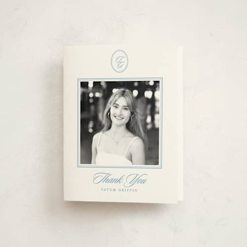 This is a capri graduation thank you cards with standard by Creo Study called scripted printing on strathmore in standard