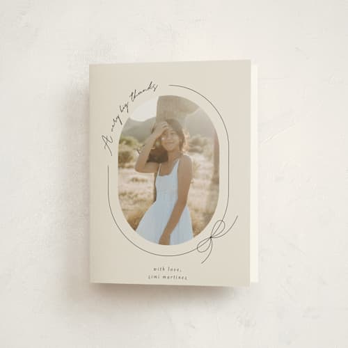 This is a latte graduation thank you cards with standard by Blustery August called etna printing on strathmore in standard