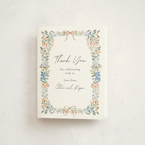 This is a pastel baby shower thank you cards with foil pressed by Elly called sweet garden printing on strathmore in standard