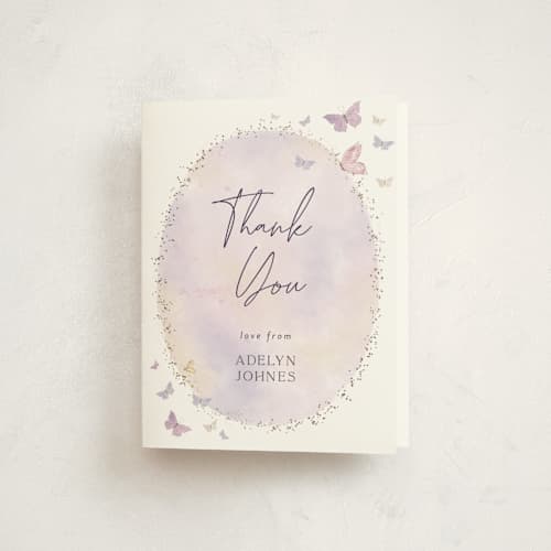 This is a blush baby shower thank you cards with foil pressed by Jelena Vuletic called fabled printing on strathmore in standard