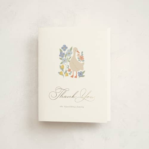 This is a meadow baby shower thank you cards with foil pressed by Brandy Folse called spring awakening printing on strathmore in standard