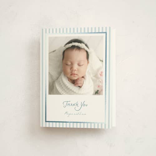 This is a sky baby shower thank you cards with foil pressed by Lucrecia Caporale called arctic family printing on strathmore in standard