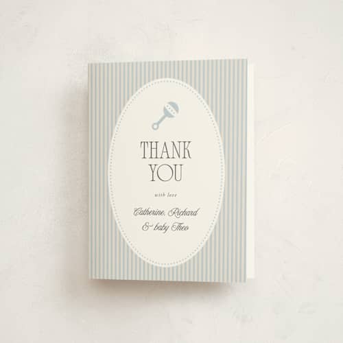 This is a blueberry baby shower thank you cards with standard by Benita Crandall called boujee printing on strathmore in standard
