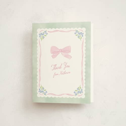 This is a cupcake baby shower thank you cards with standard by Creo Study called little fleur printing on strathmore in standard