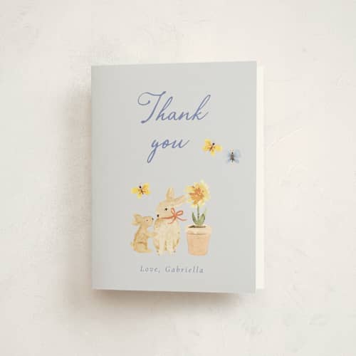 This is a sky baby shower thank you cards with standard by frau brandt called grown with love printing on strathmore in standard