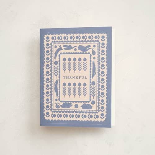 This is a powder baby shower thank you cards with standard by Sierra Lee called heirloom printing on strathmore in standard