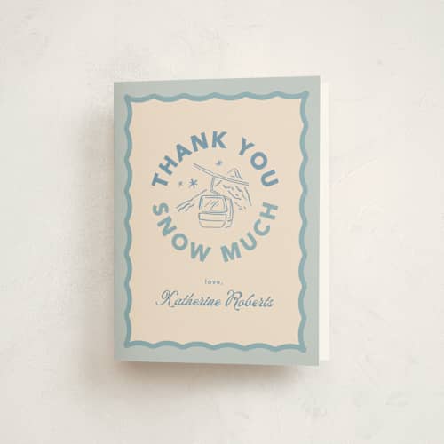This is a frost baby shower thank you cards with standard by Creo Study called après ski printing on strathmore in standard