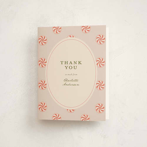 This is a peppermint baby shower thank you cards with standard by Stephanie Heinrich Godbout called peppermint printing on strathmore in standard