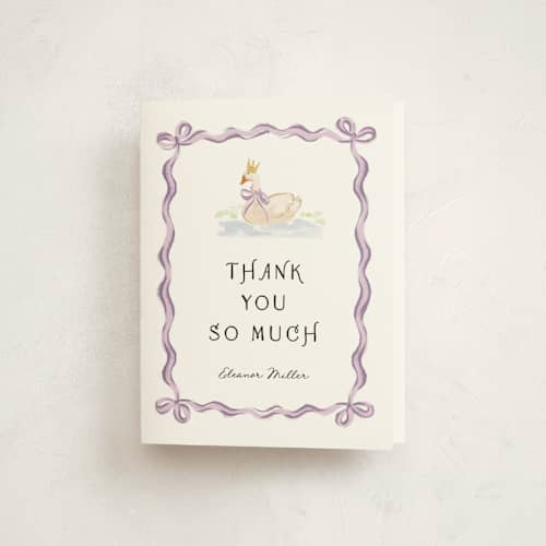 This is a berry baby shower thank you cards with standard by Pati Cascino called cute goose almost loose printing on strathmore in standard